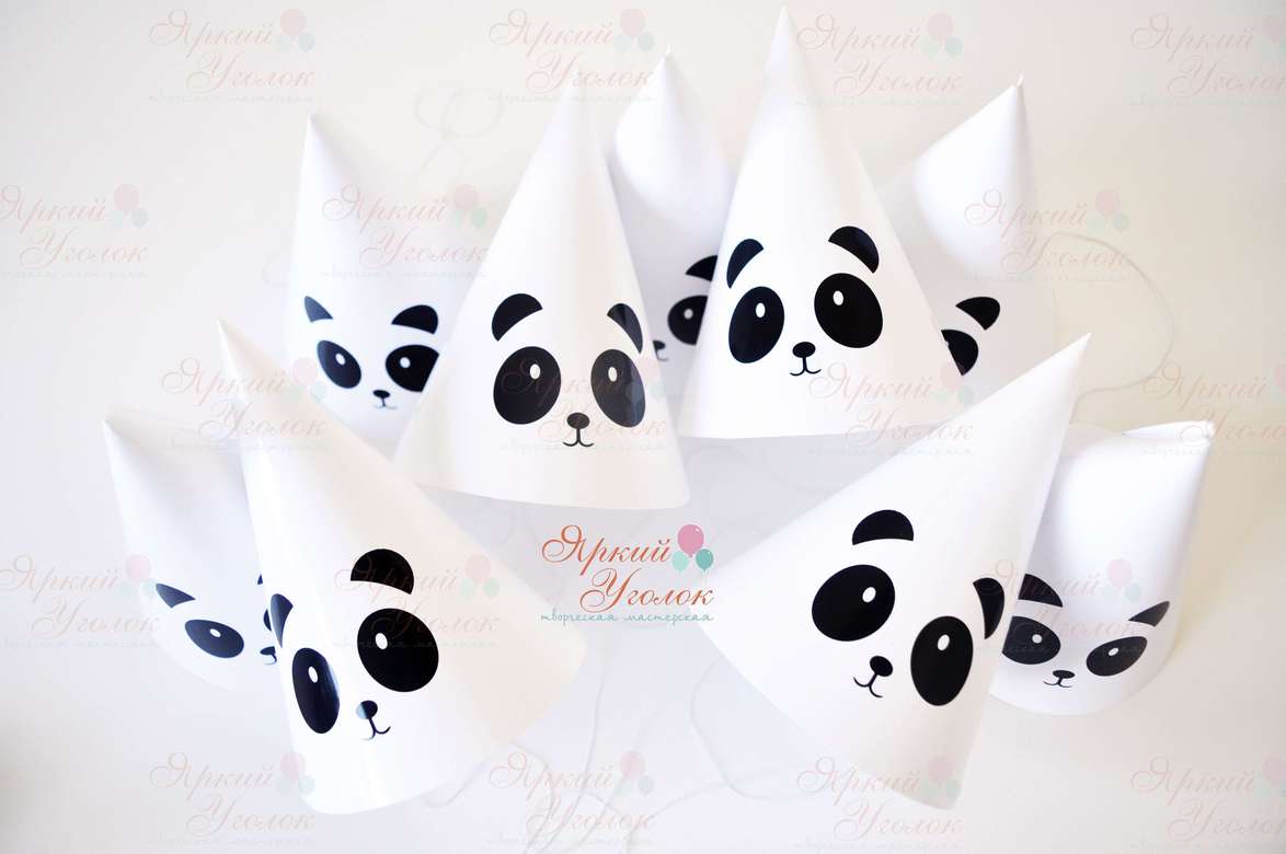 Колпачки с напечатанными картинками "Панды"