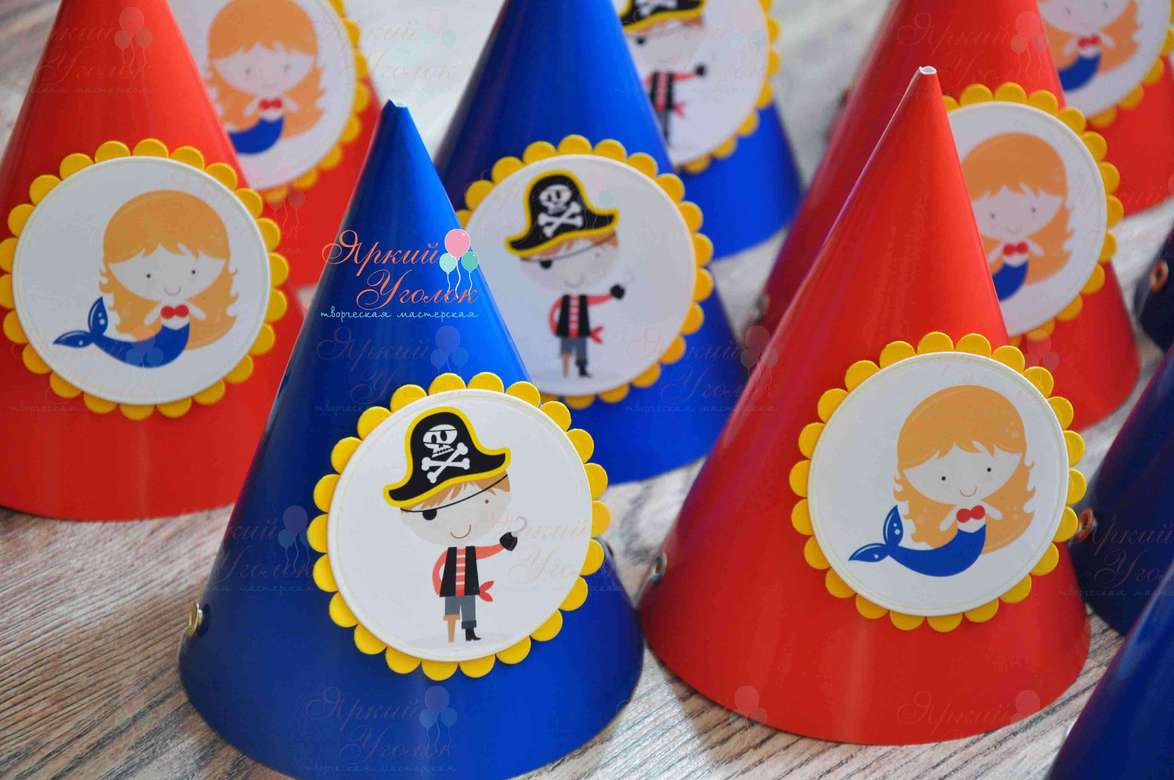 Колпачки с объемным декором "Пираты и русалочка"