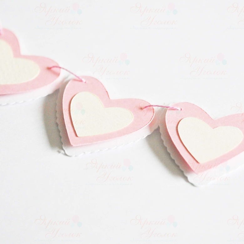 Мини гирлянда для торта "Сердечки" объемные