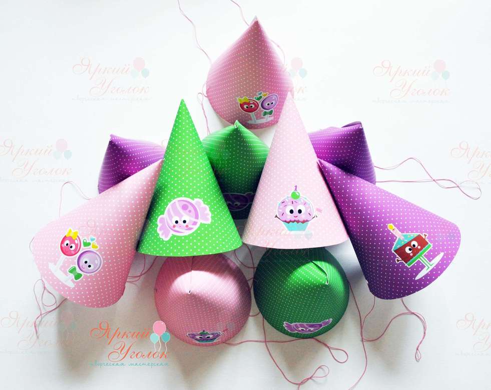 Колпачки с напечатанными картинками "Пироженки и конфетки"