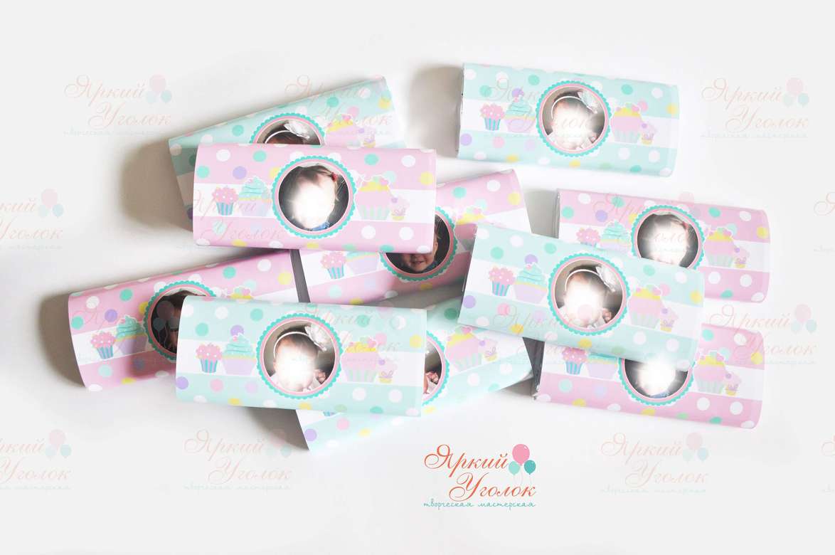 Обертки с фотографией "Пироженки" на шоколад, 60 гр