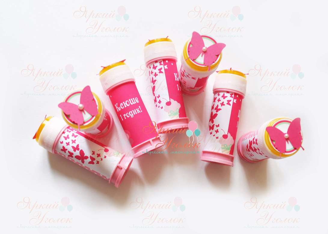 Наклейки на мыльные пузыри "Пироженки и бабочки"