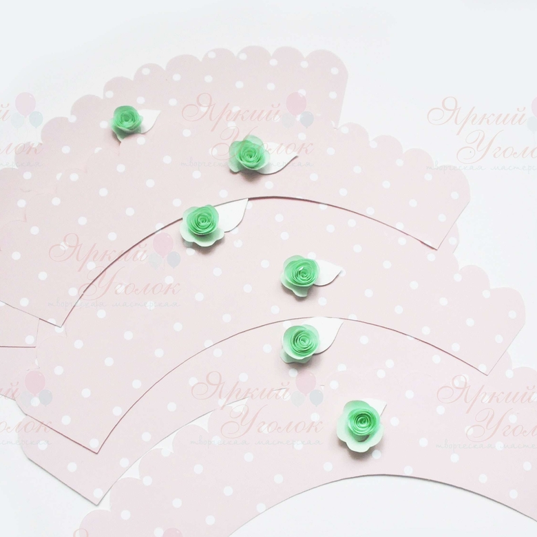 Юбочки для капкейков с объемным декором "Цветочки"