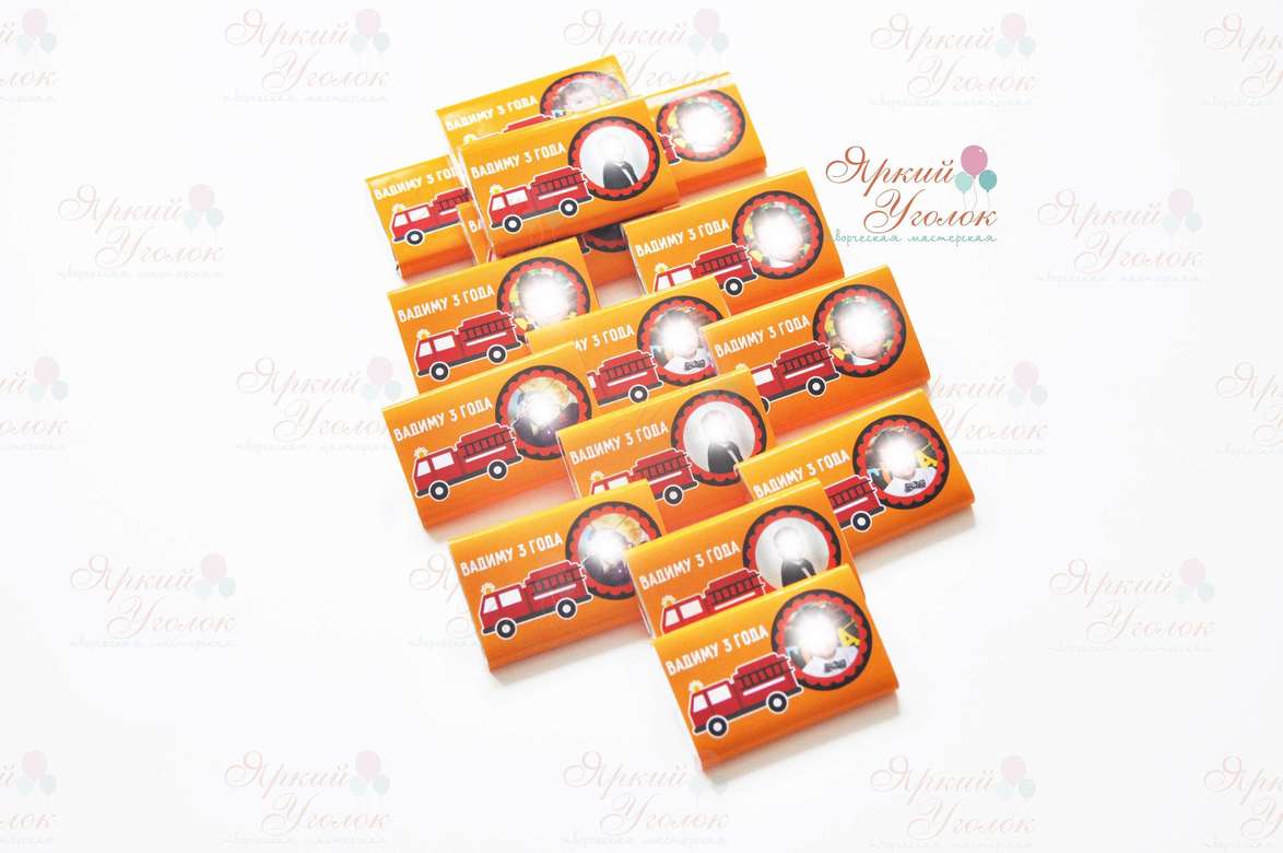 Обертки на шоколад с фотографией "Пожарный", 15 гр