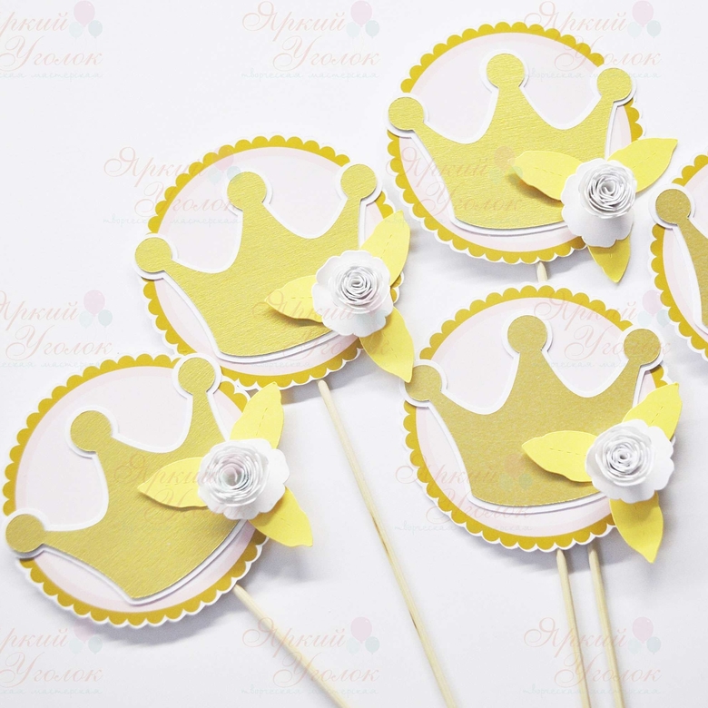 Топперы из отдельных элементов "Короны с цветами"