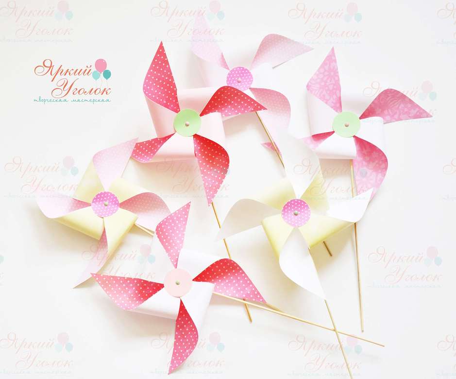 Декоративные вертушки в горошек