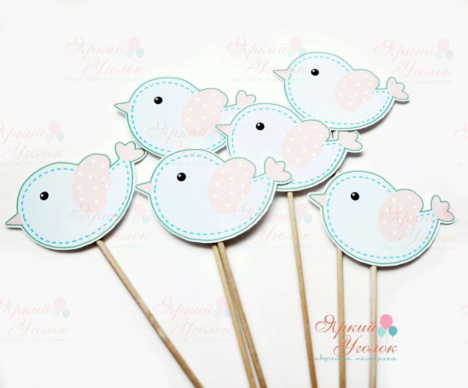 Топперы напечатанные "Птички"