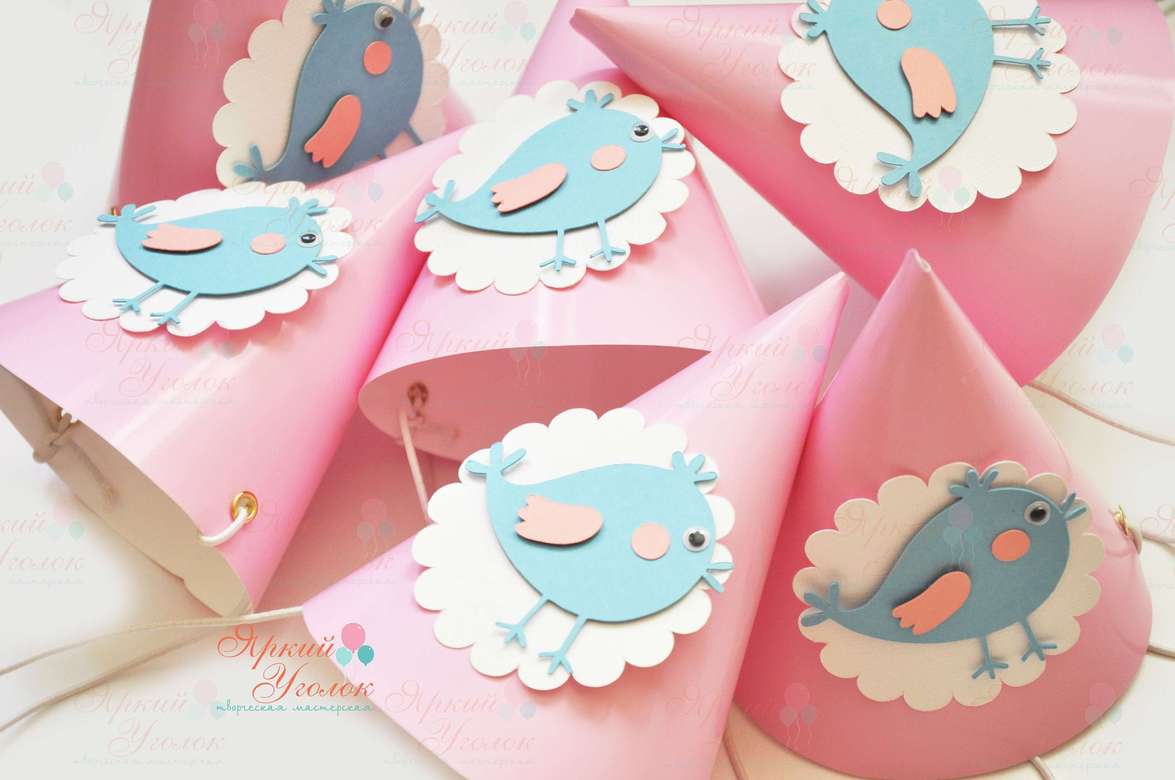 Колпачки с объемным декором "Птички"