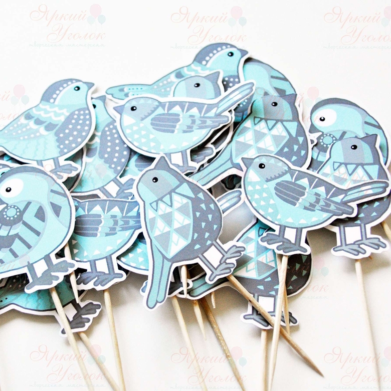 Топперы напечатанные "Птички"