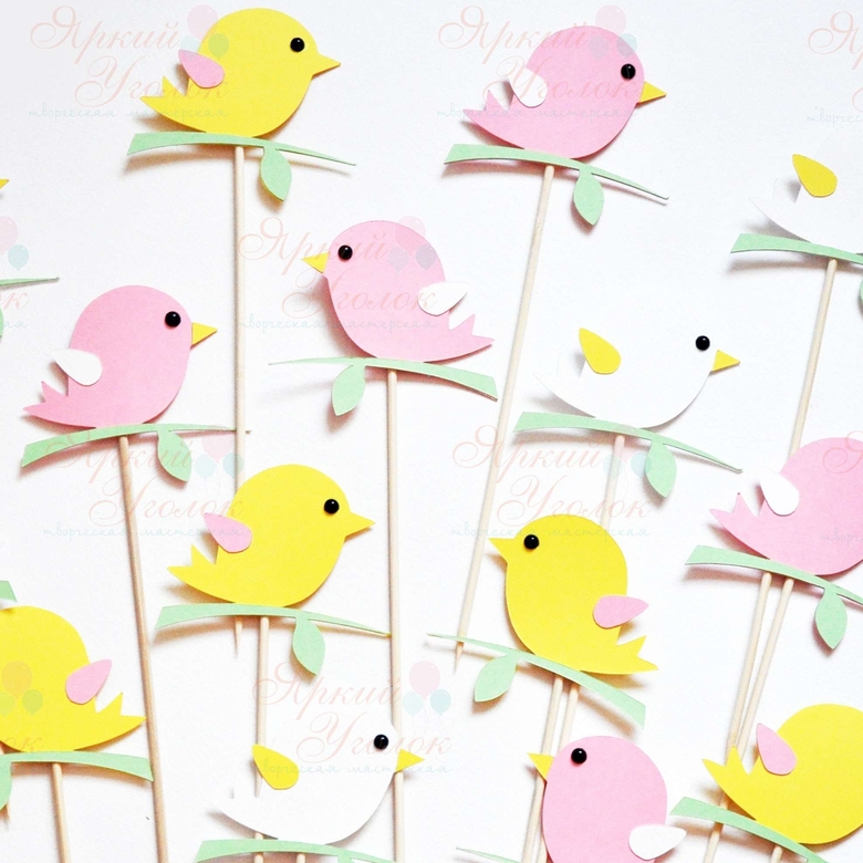 Топперы из отдельных элементов "Птички"