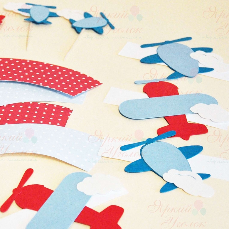 Наклейки на бутылочки объемные "Самолетики"