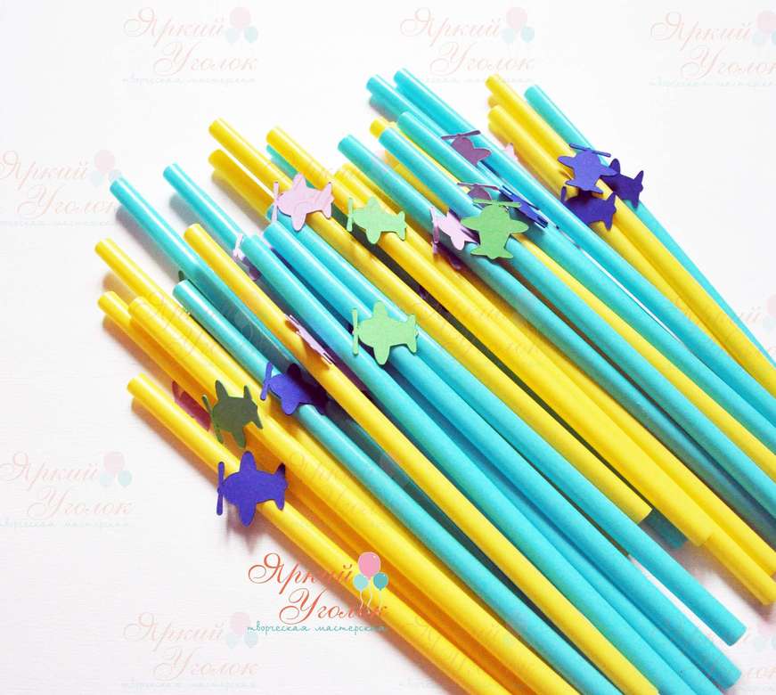 Пластиковые трубочки с декором "Самолетики"