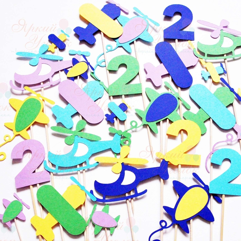 Топперы из отдельных элементов "Самолетики и вертолитики"