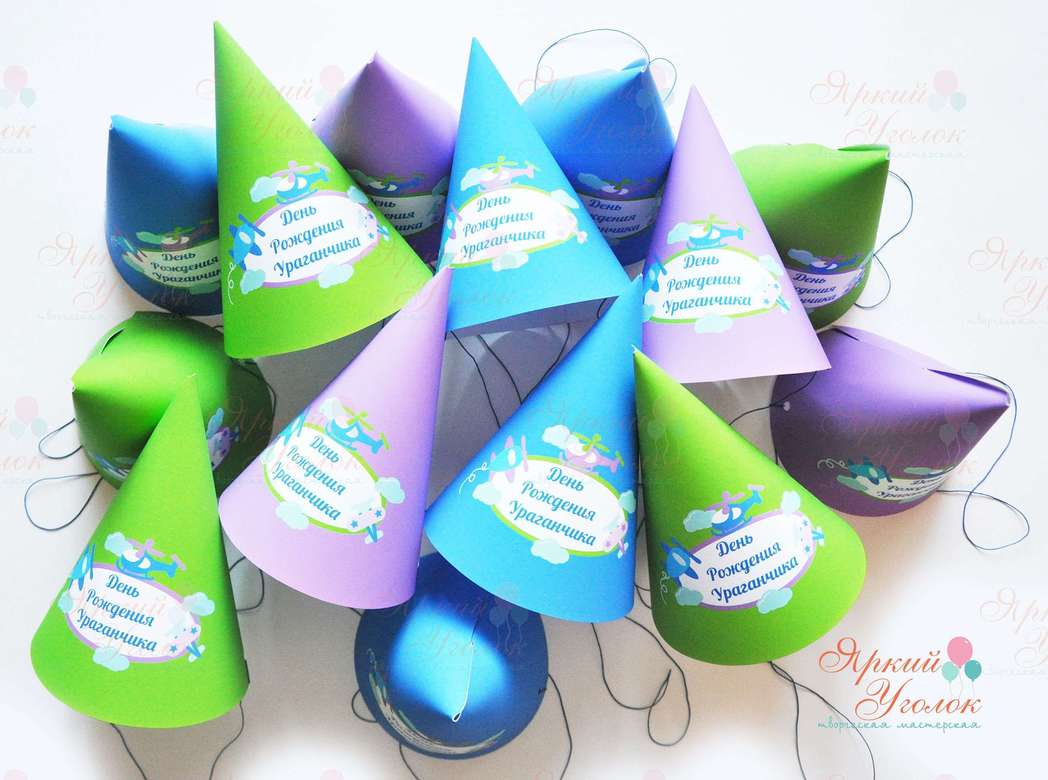 Колпачки с напечатанными картинками "Самолетики и вертолетики"