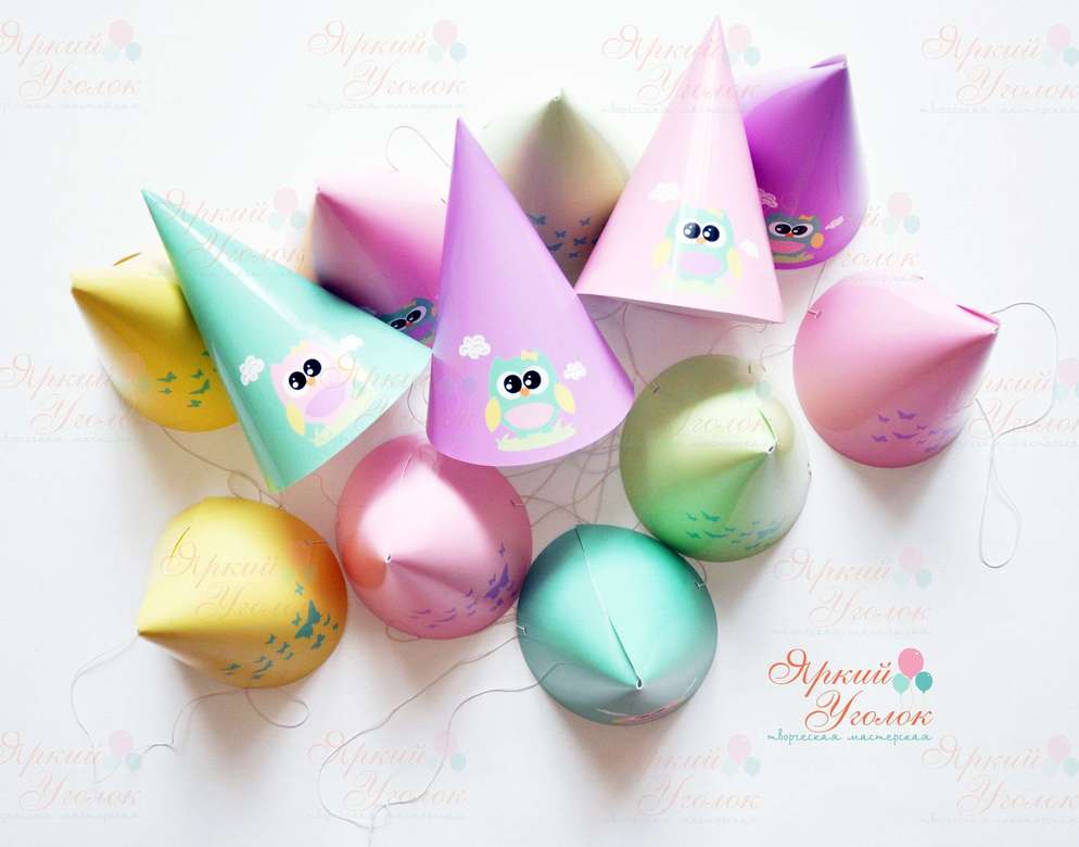 Колпачки с напечатанными картинками "Совушки"