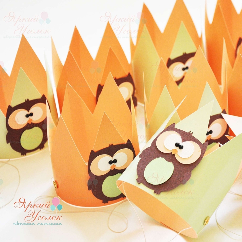 Короны с объемным декором "Совушки"