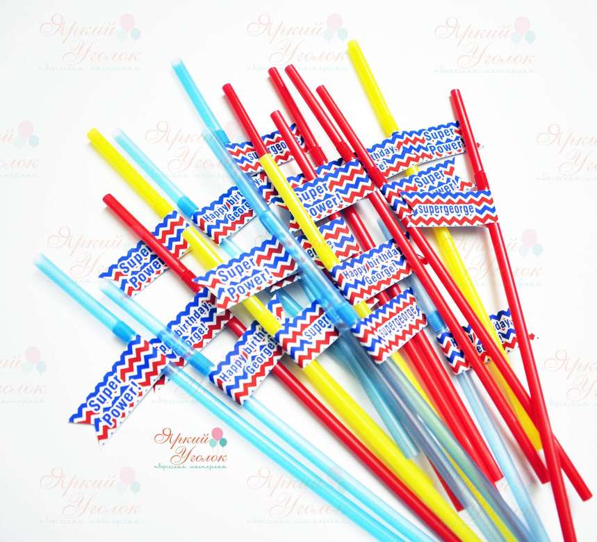 Пластиковые трубочки с декором "Супергерои (комиксы)"