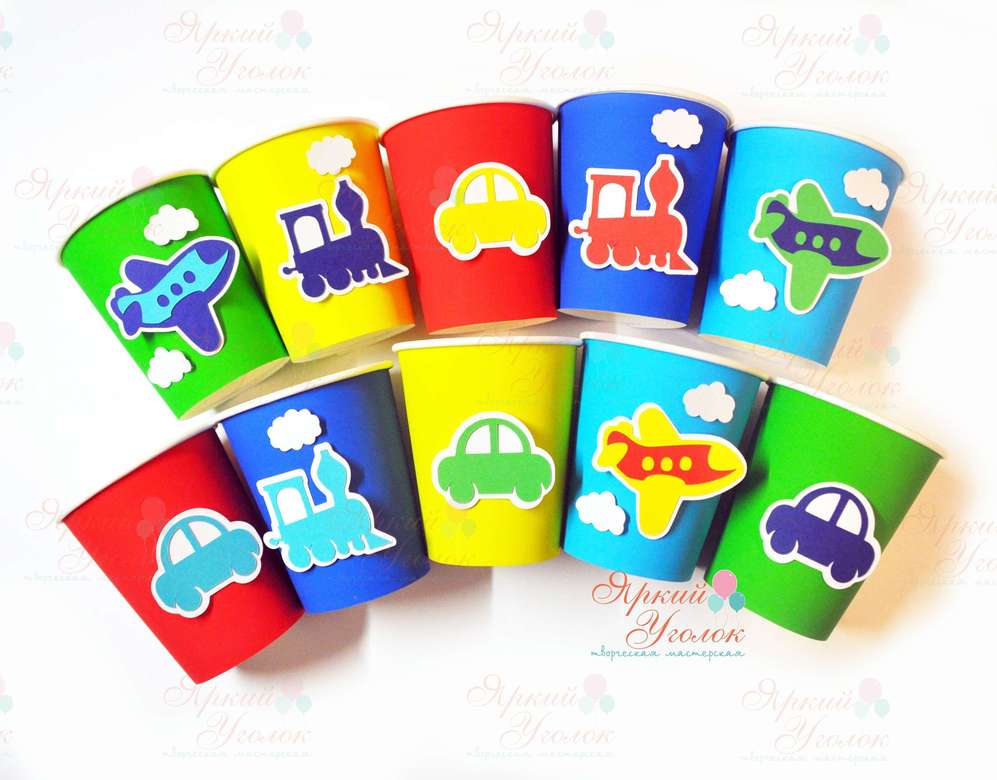 Питьевые стаканчики с объемным декором "Транспорт"