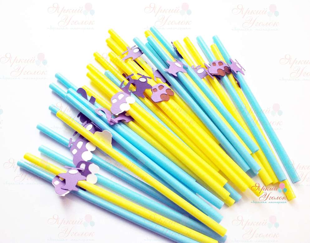 Пластиковые трубочки с декором "Транспорт"