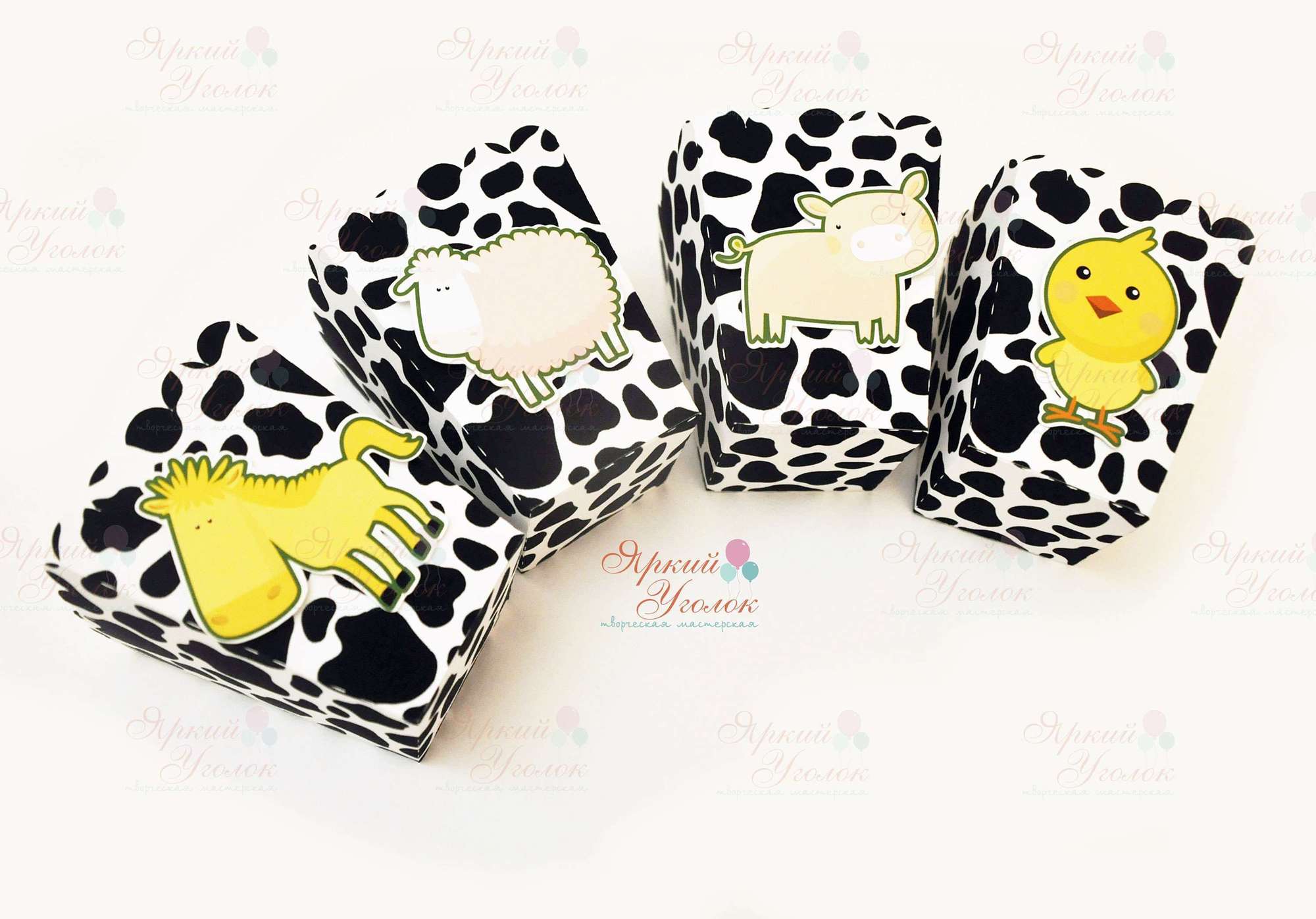 Стаканчики для сладостей или попкорна с напечатанным декором "Ферма"