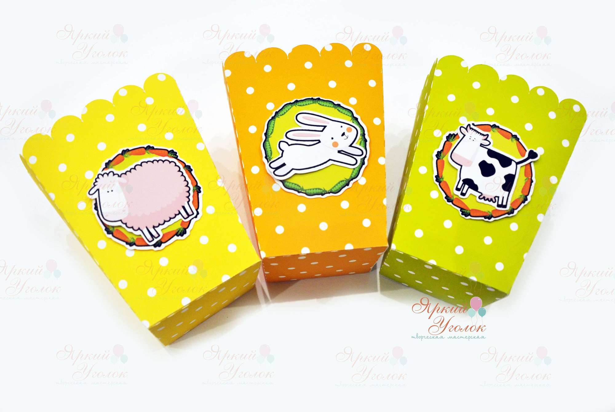 Стаканчики для сладостей или попкорна с напечатанным декором "Ферма"