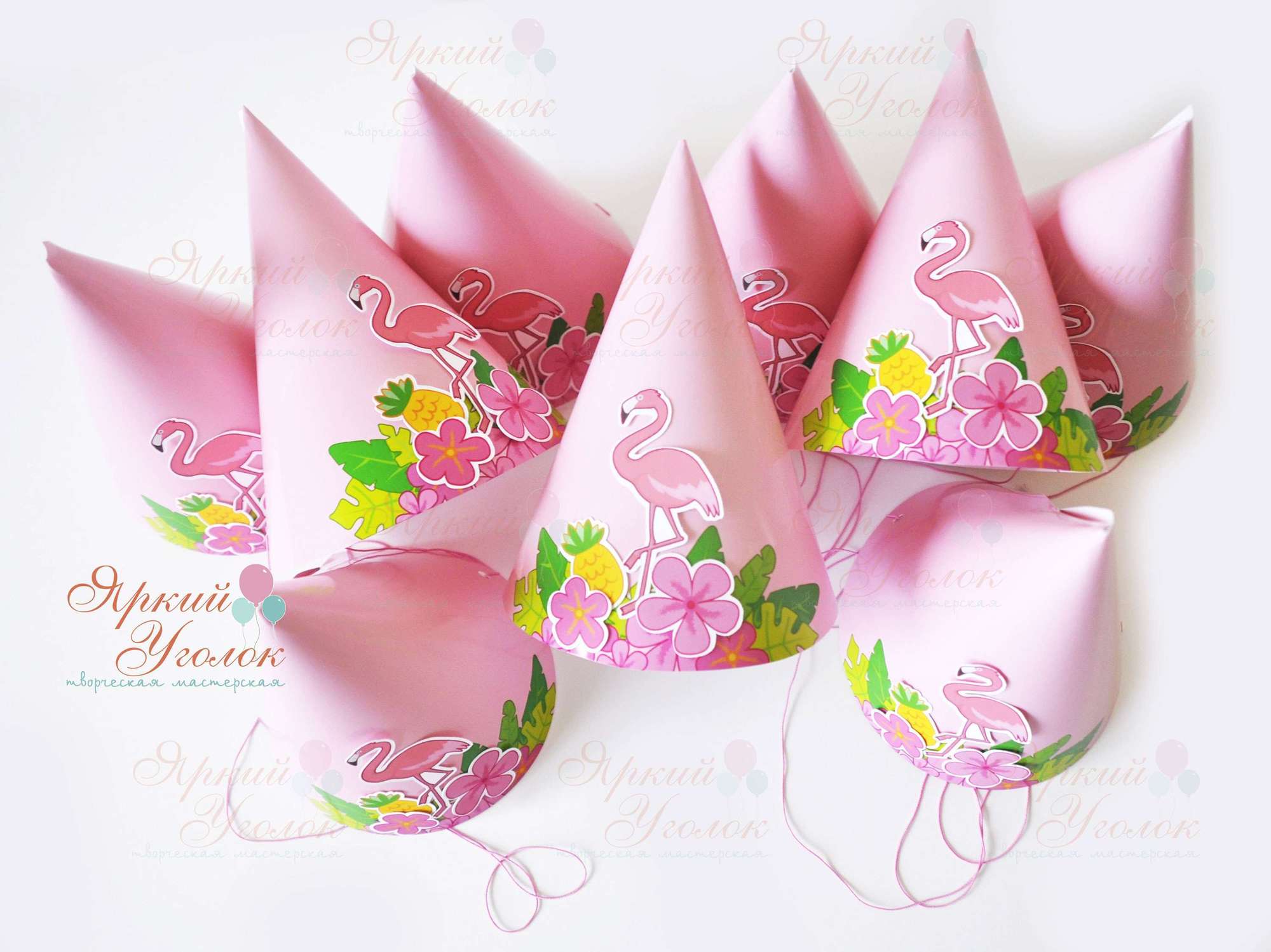 Колпачки с объемным декором "Фламинго"