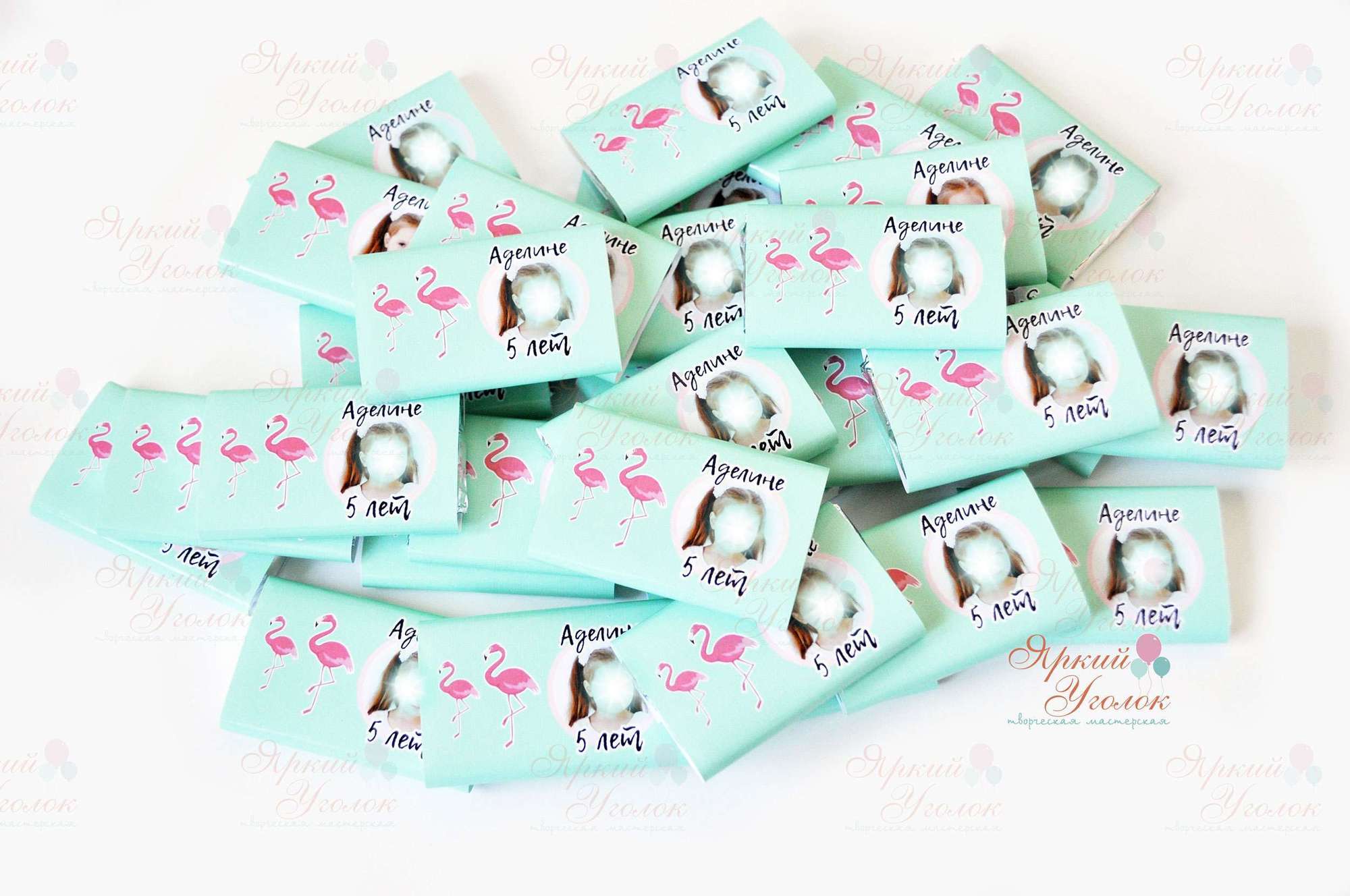 Обертки с фотографией "Фламинго" на шоколад, 15 гр