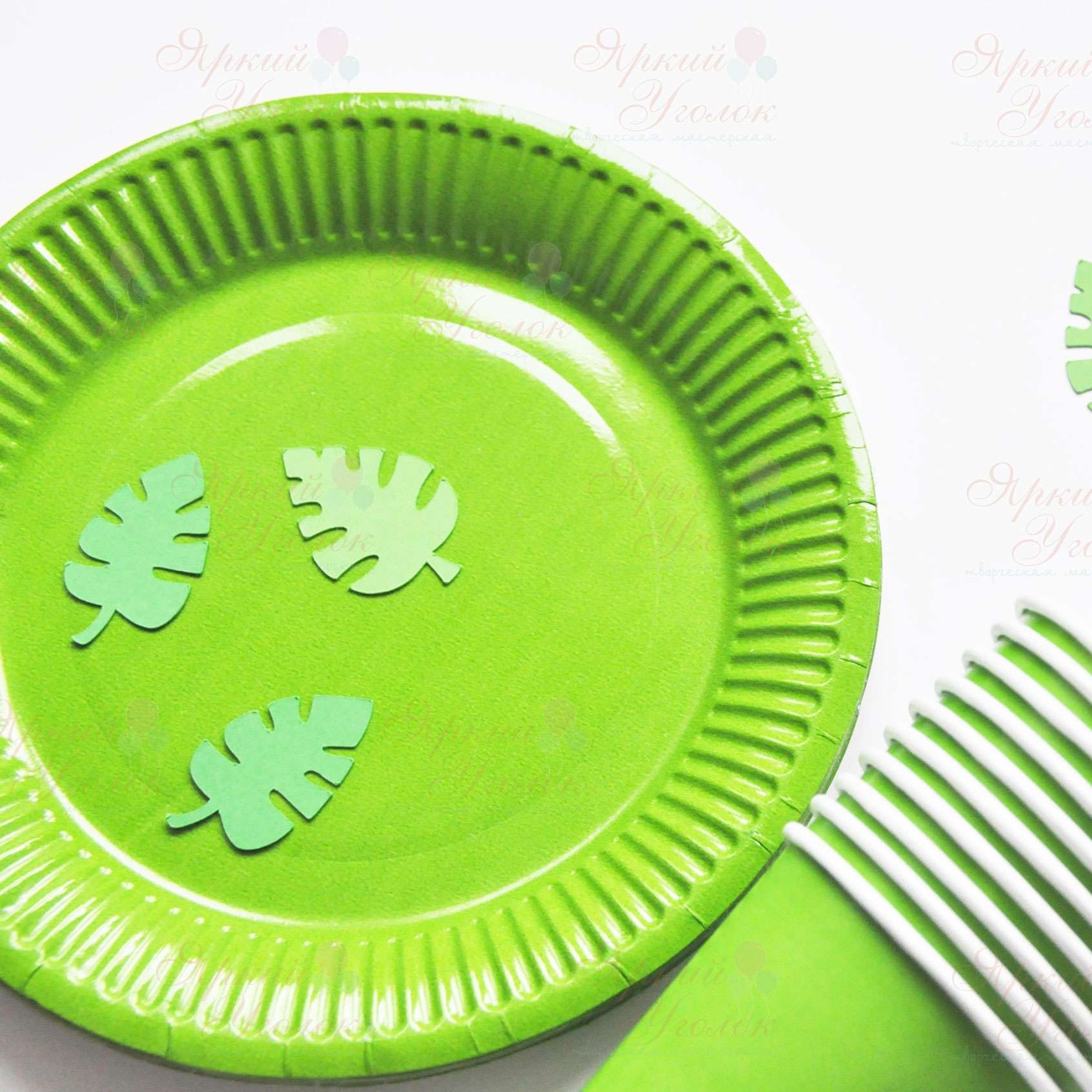 Бумажные тарелки зеленые