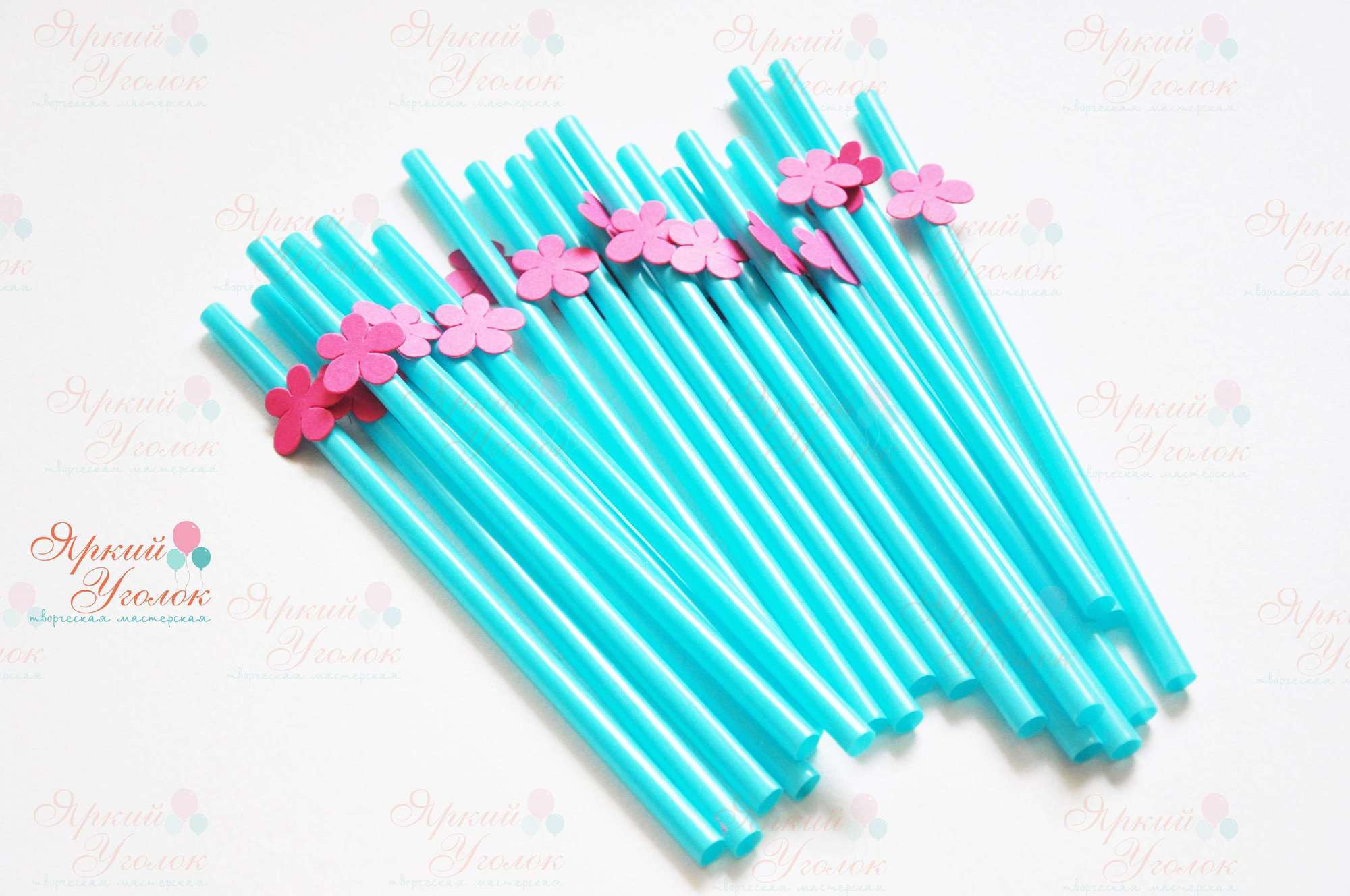 Пластиковые трубочки с декором "Цветы"