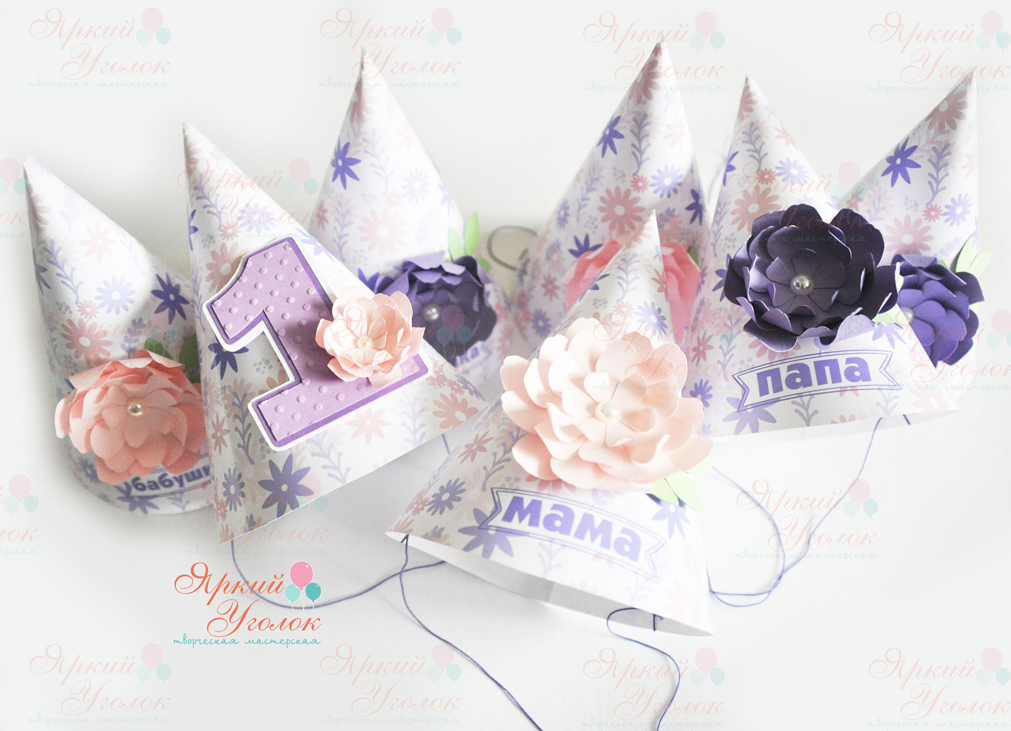 Колпачки со сложным декором - с объемными цветами "Цветочки"