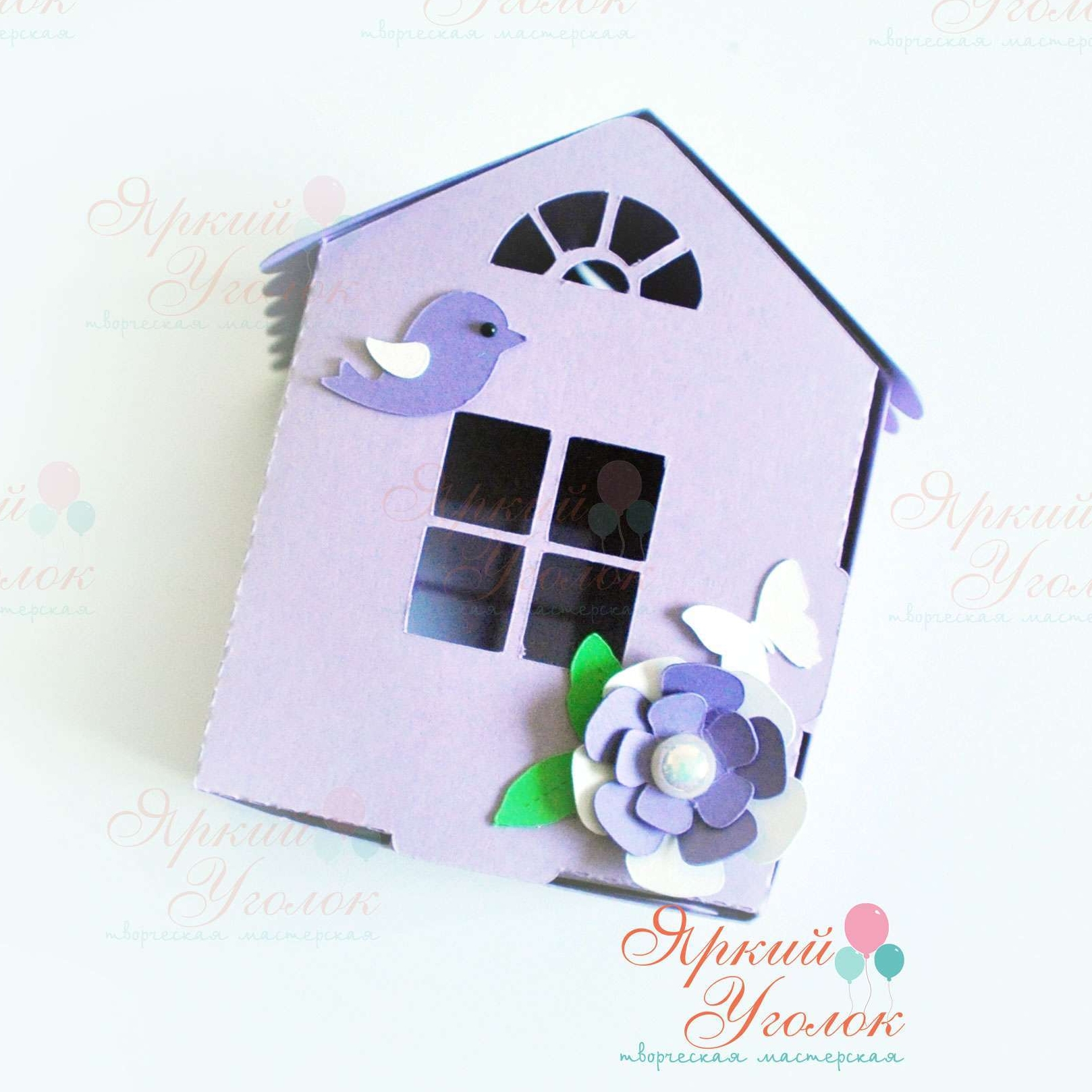 Коробочка домик с объемным декором "Цветы"