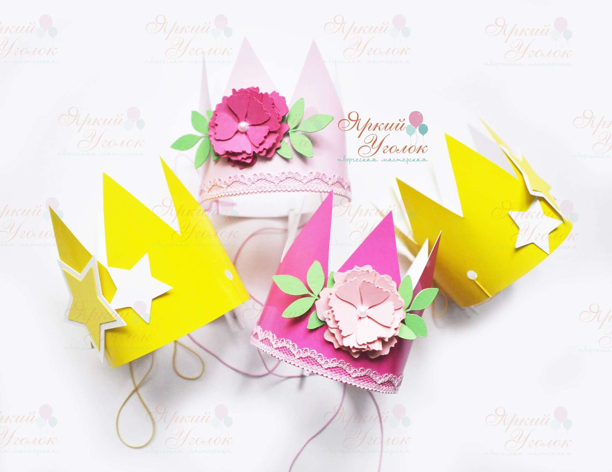 Короны со сложным объемным декором "Цветы"