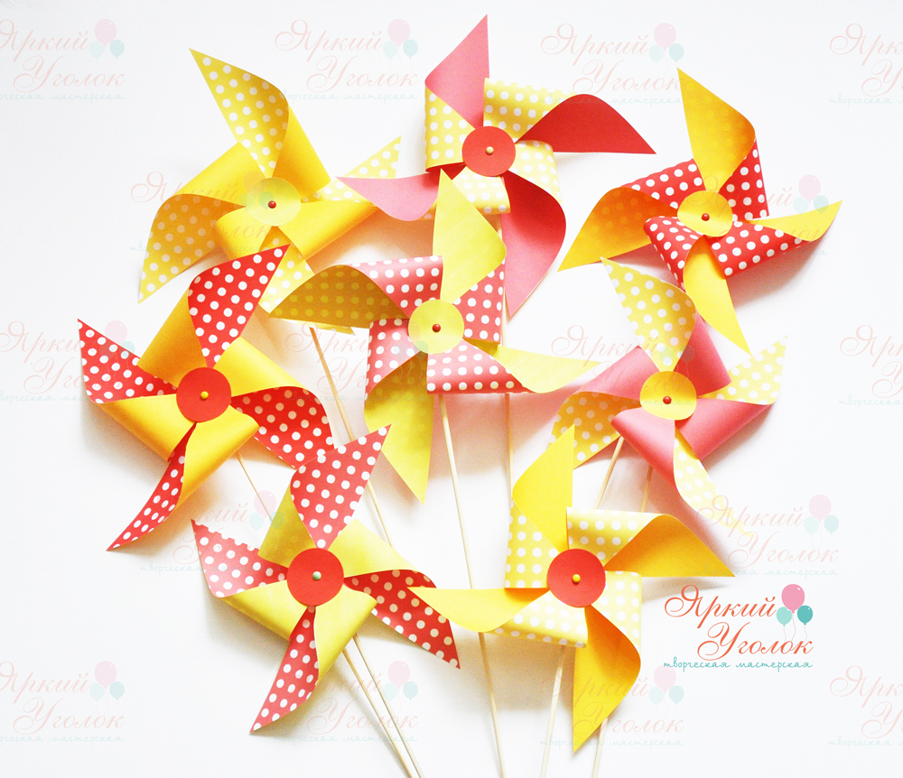 Декоративные вертушки красно-желтые