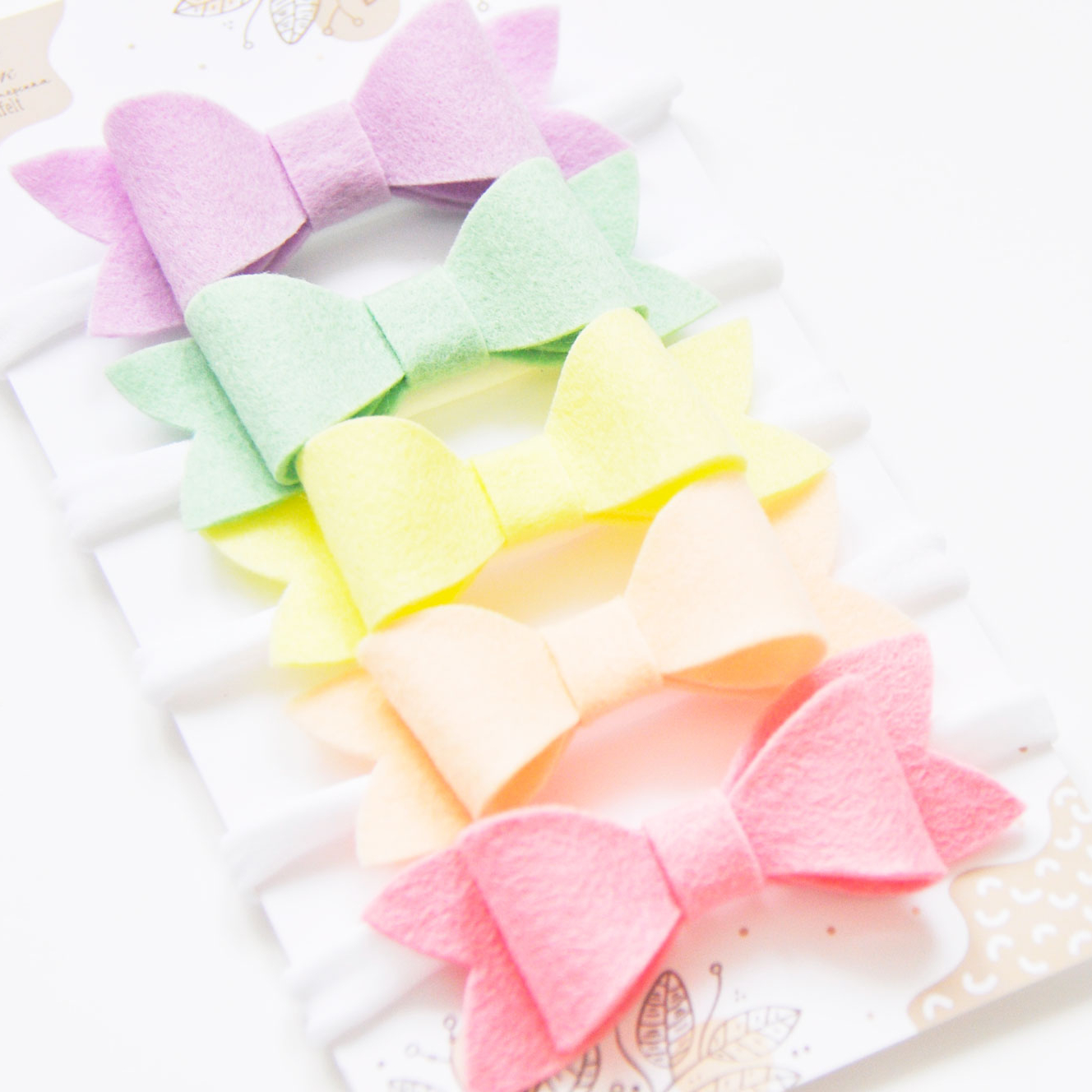 Повязки с пастельные бантиком из фетра