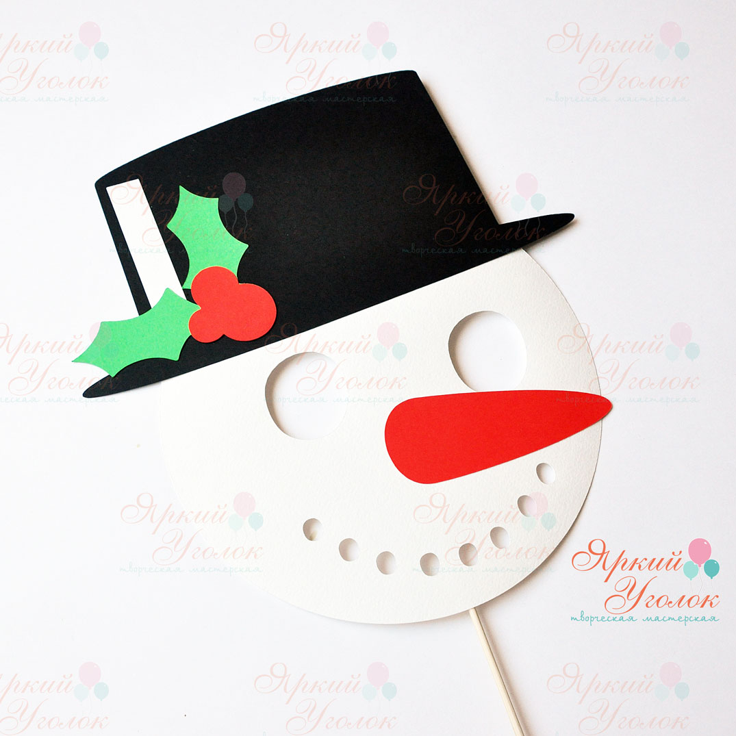 Маски новогодние - снеговики (из отдельных элементов)