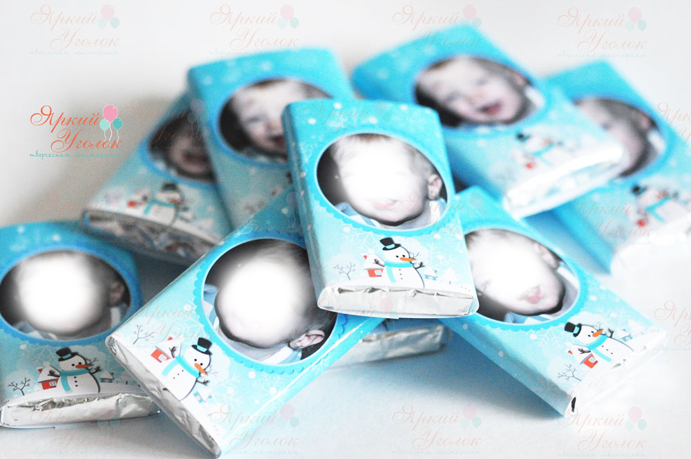 Обертки "Снеговик" на шоколад, 15 гр