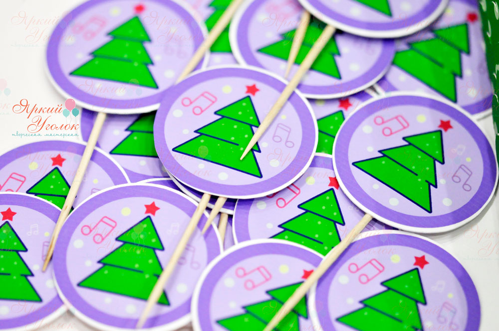 Топперы мини напечатанные "Новогодние"