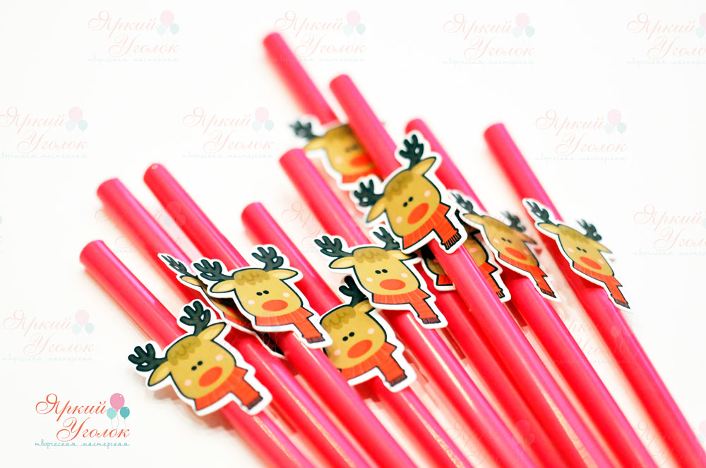 Пластиковые трубочки с Новогодним декором