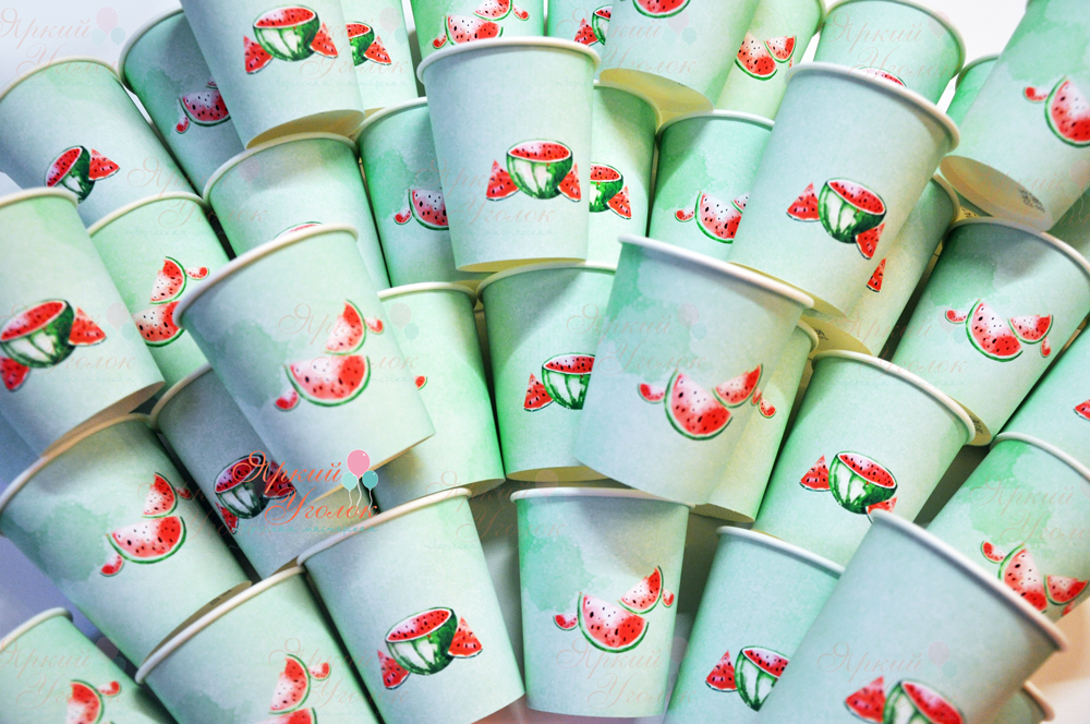 Питьевые стаканчики "Арбузы акварель"