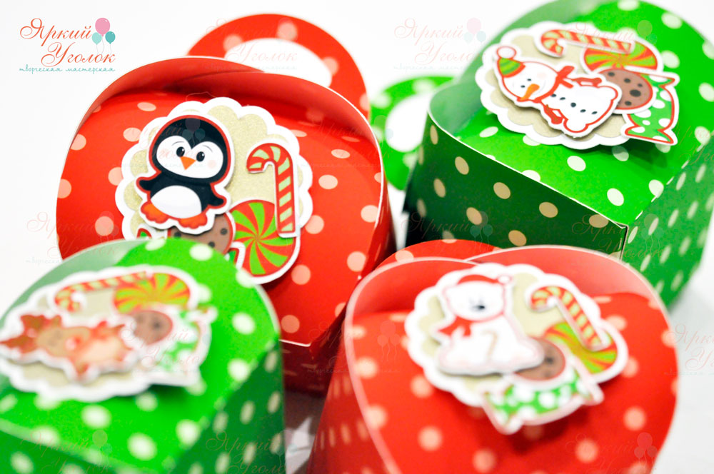 Бонбоньерки с объемным новогодним декором
