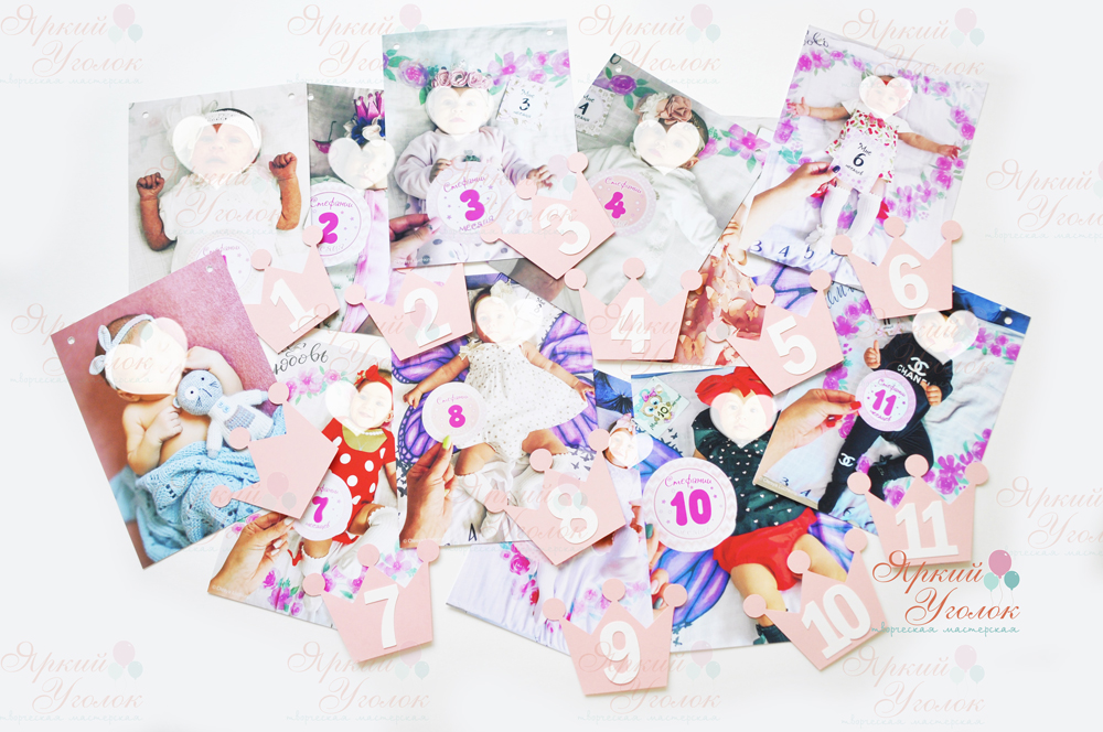 Фотогирлянда прямоугольная "Короны" с объемными номерами