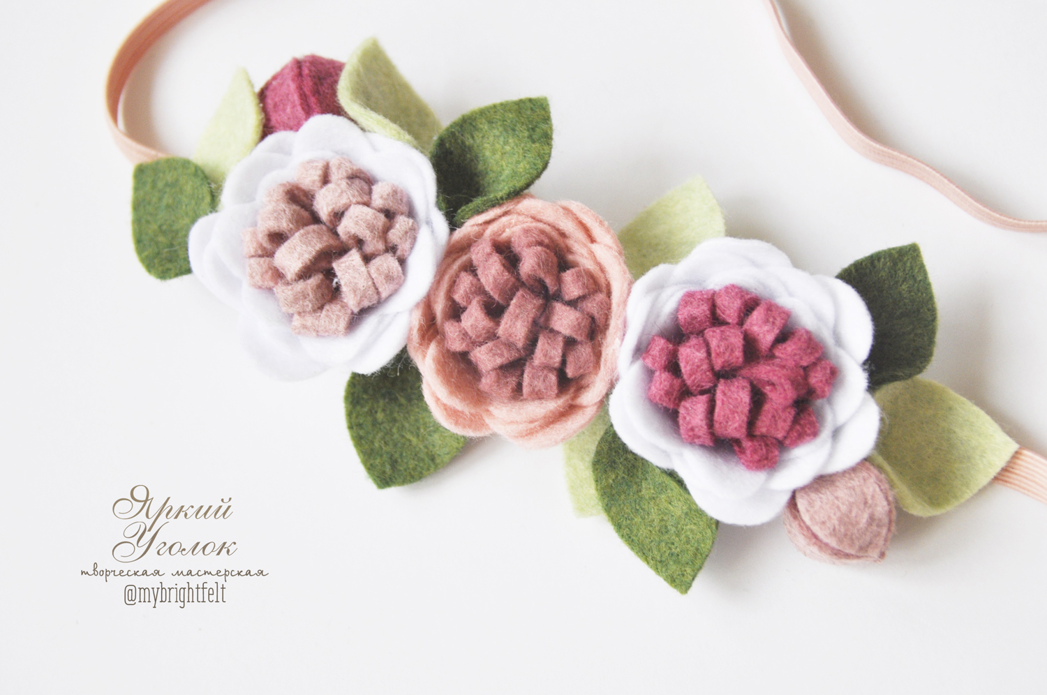 ПОВЯЗКА РОЗОВЫЕ ЦВЕТЫ