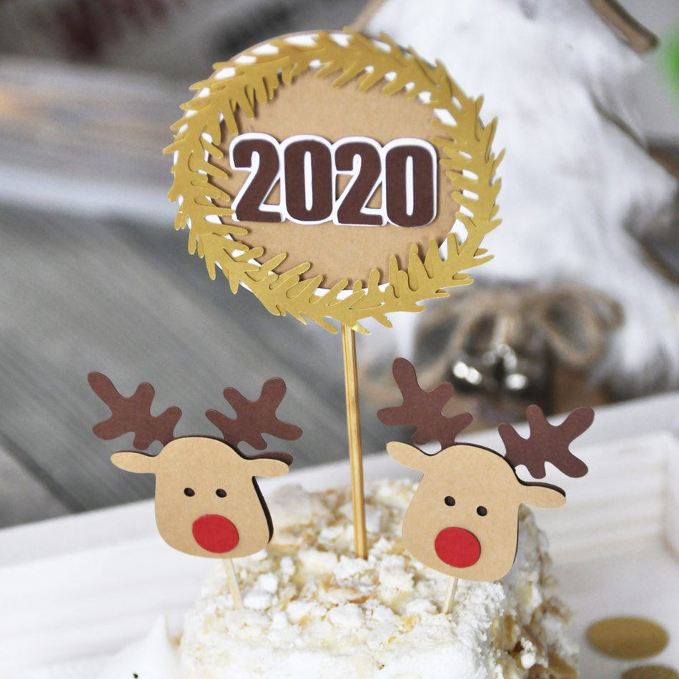 Топперы мини многослойные Новогодние Олени и Год