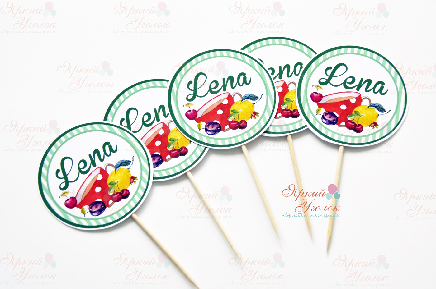 Топперы напечатанные "Ягоды и фрукты"