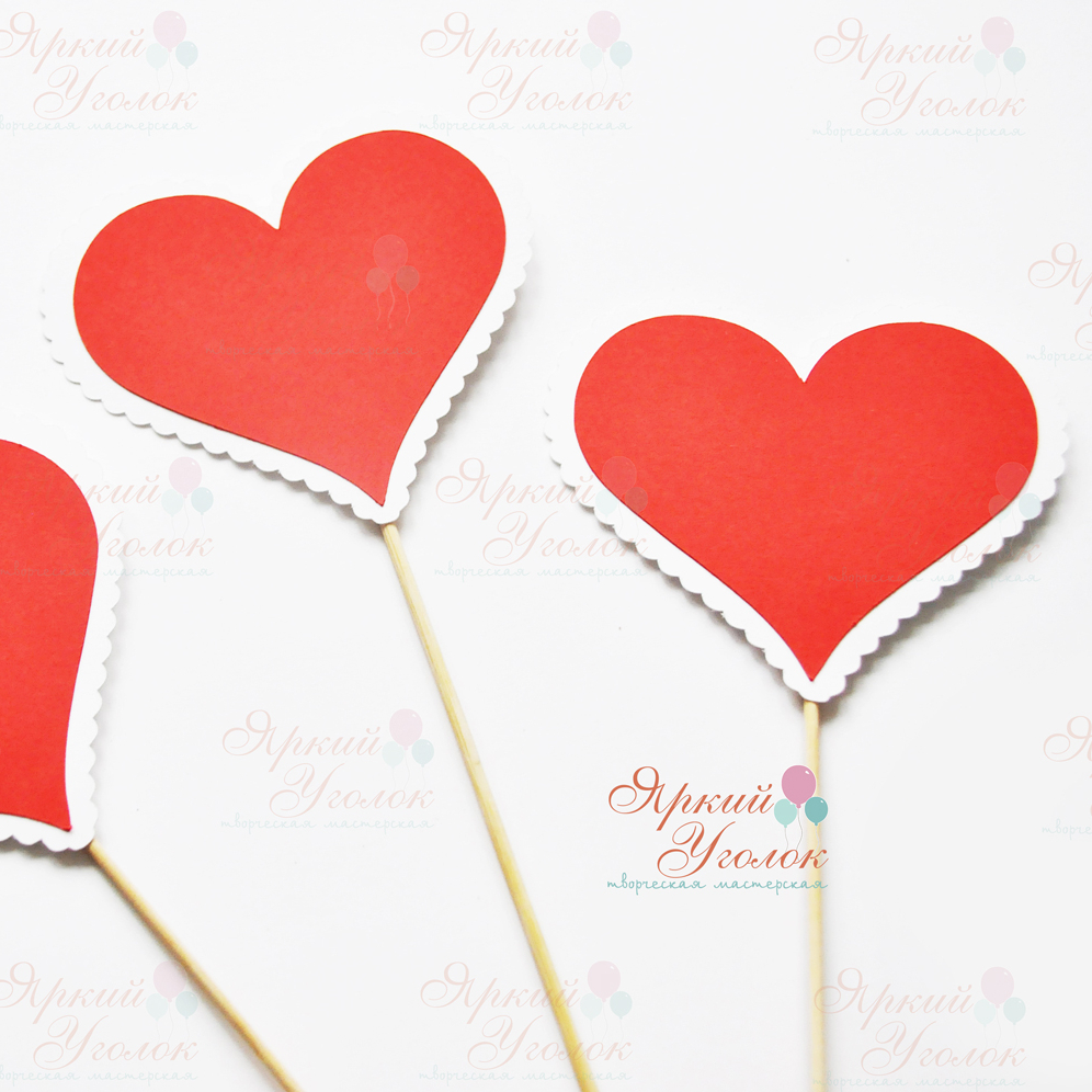 Топперы большие многослойные "Сердечки красные"