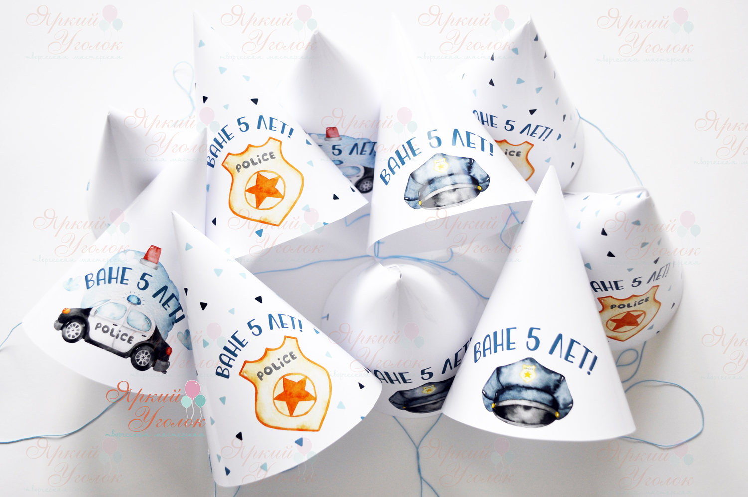 Колпачки с напечатанными картинками "Полиция"