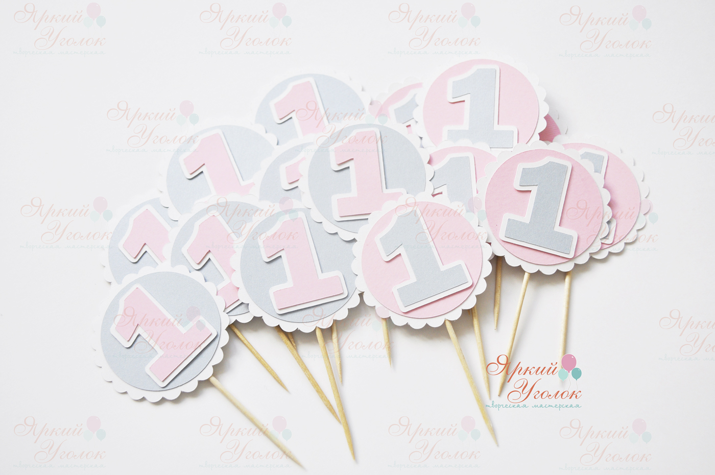 Топперы маленькие многослойные серебряные с цифрой