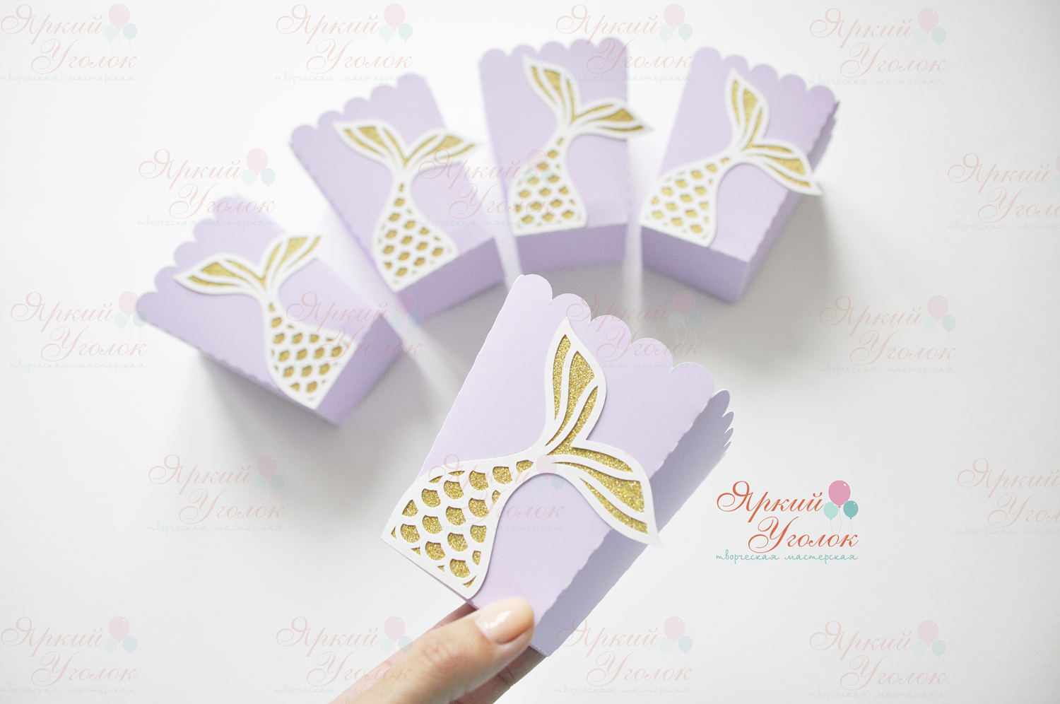 Стаканчики для сладостей или попкорна с объемным декором "Русалочка"