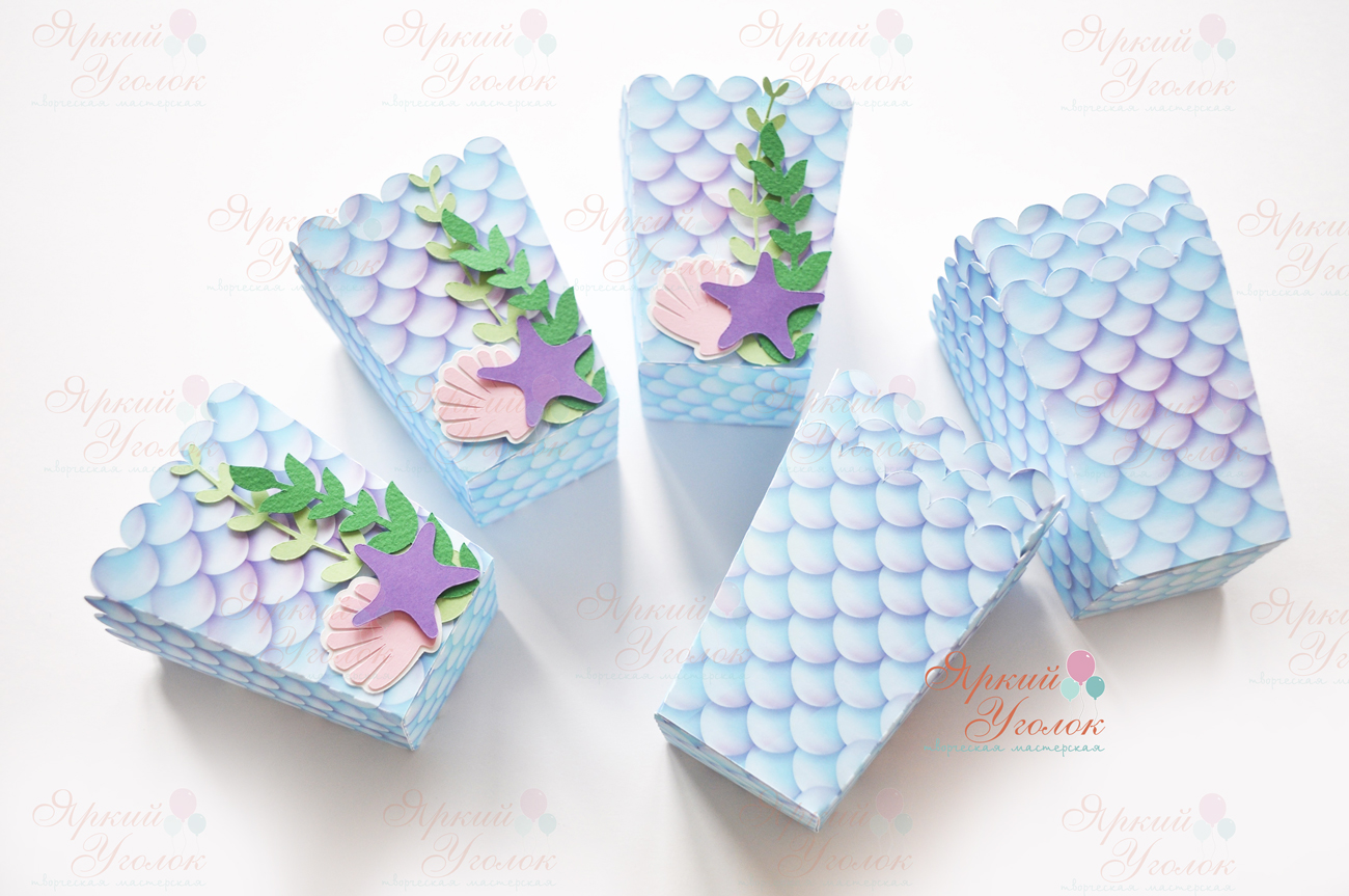 Стаканчики для сладостей или попкорна с объемным декором "Русалочка"