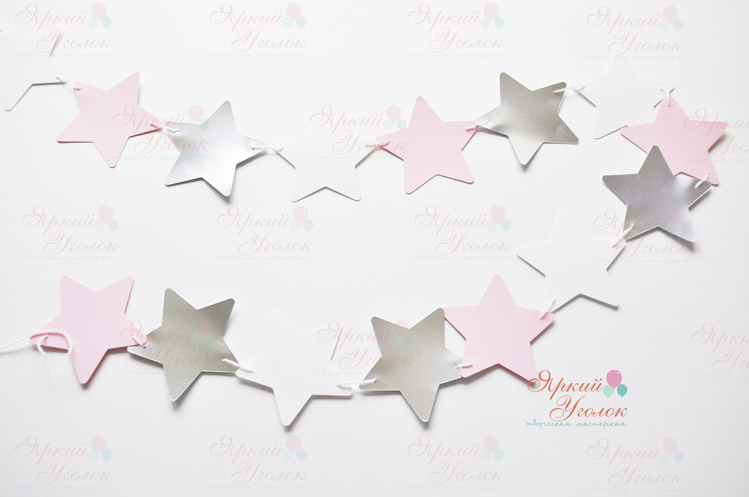 Гирлянда крупные звезды с серебром